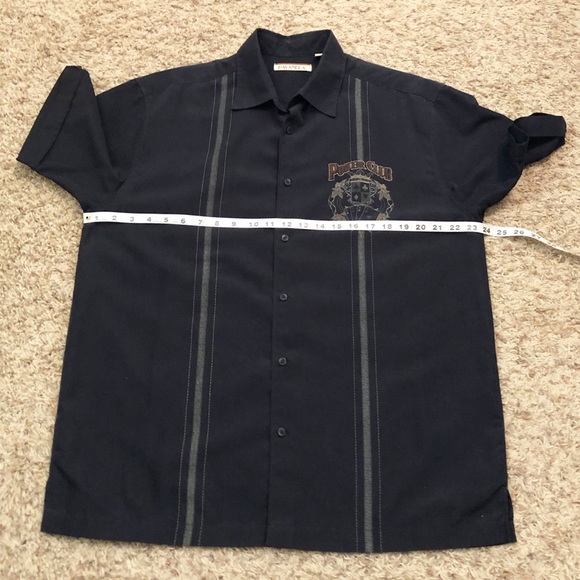 [Havanera] Black Button Down Pocker Print Men’s Shirt Boy’s Night Game Night L - Picture 9 of 9